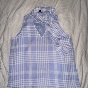 Ann Taylor Blue Checkered Shirt